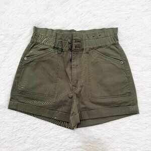 Women Express Shortie Super High Rise Paperbag in Olive Green Size Small